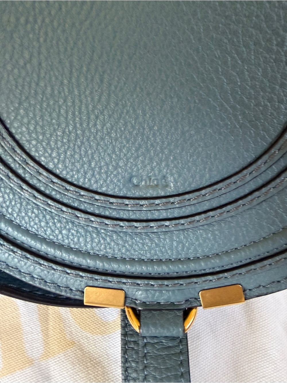Small Chloe Marcie Crossbody Saddle Bag in Blue - Picture 2 of 5